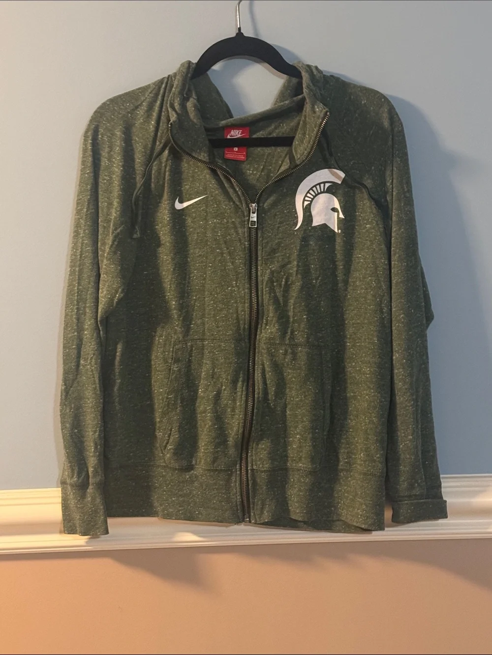 Nike Speckled Olive Green Full-Zip Michigan State Hoodie